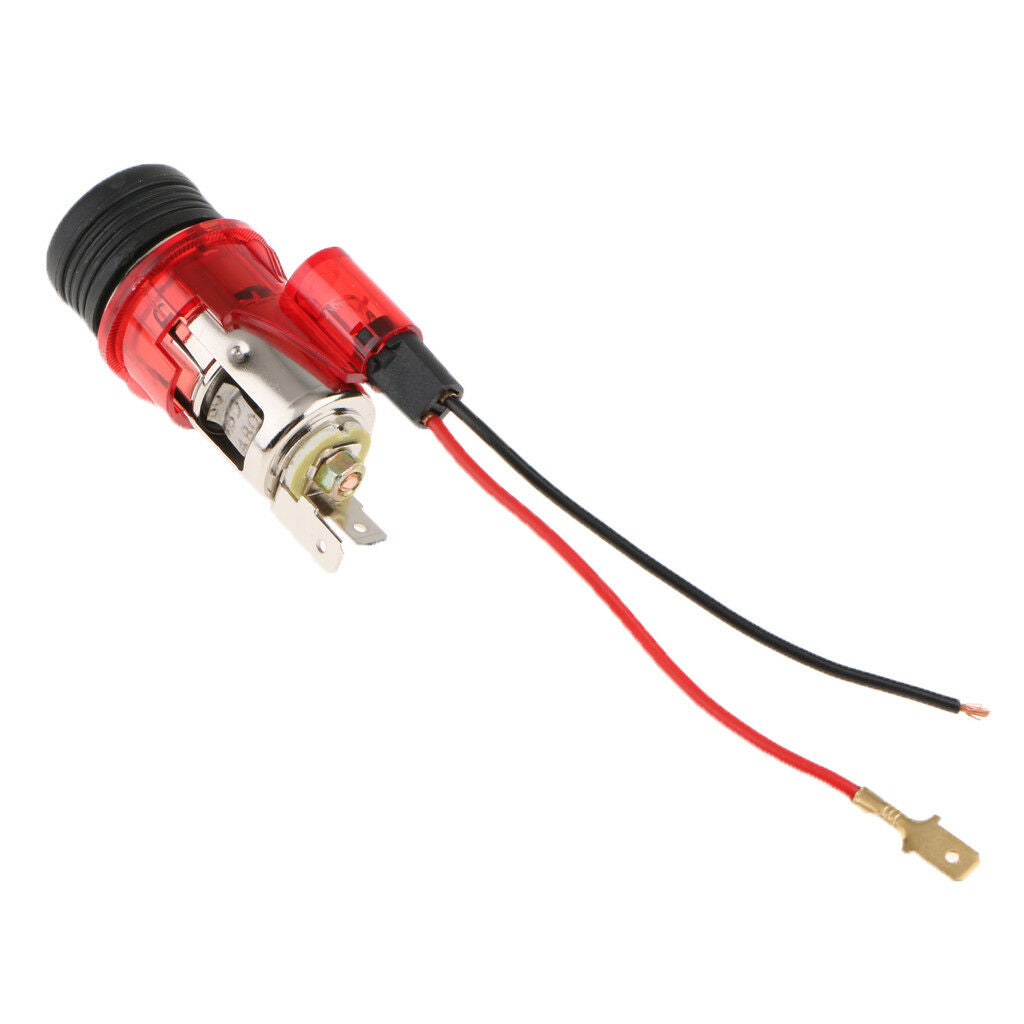 Car Cigarette Lighter Socket 12V Power Plug With Light Dia 28mm Red