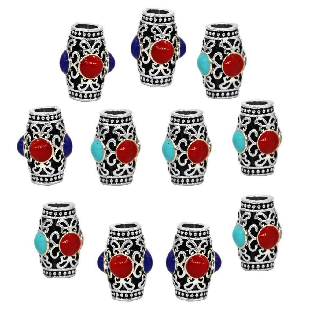 10pack Retro Metal Dreadlock Beads Ring Pendants Wig Decoration Hair Jewelry