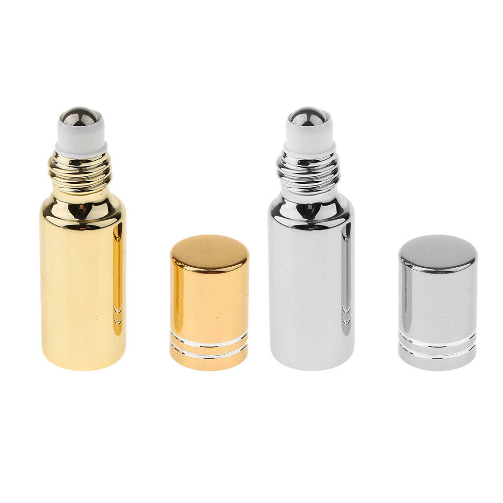 5Pcs Empty Roll on Bottles 5ml Glass Roller Bottle for Perfume Essential Oil
