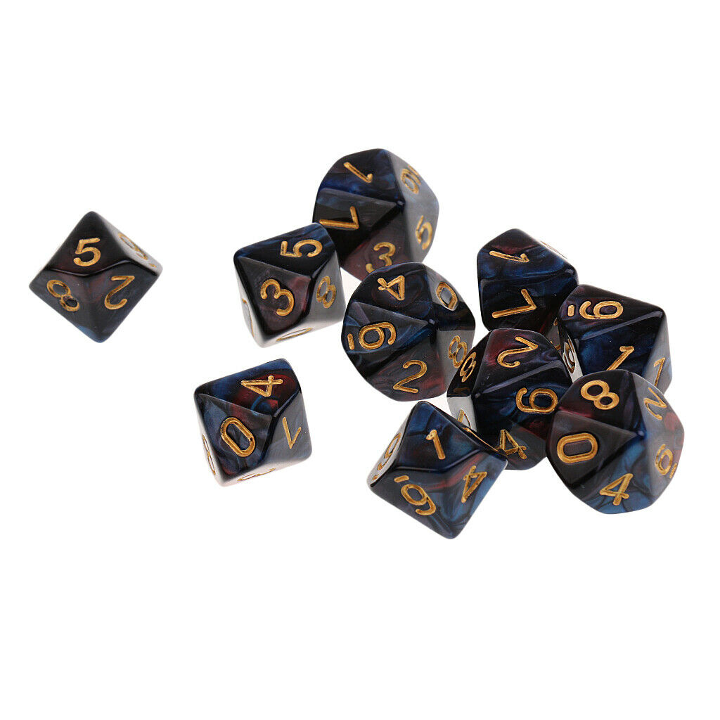 10X D10 Polyhedral Dice for   Games Durable Red Blue
