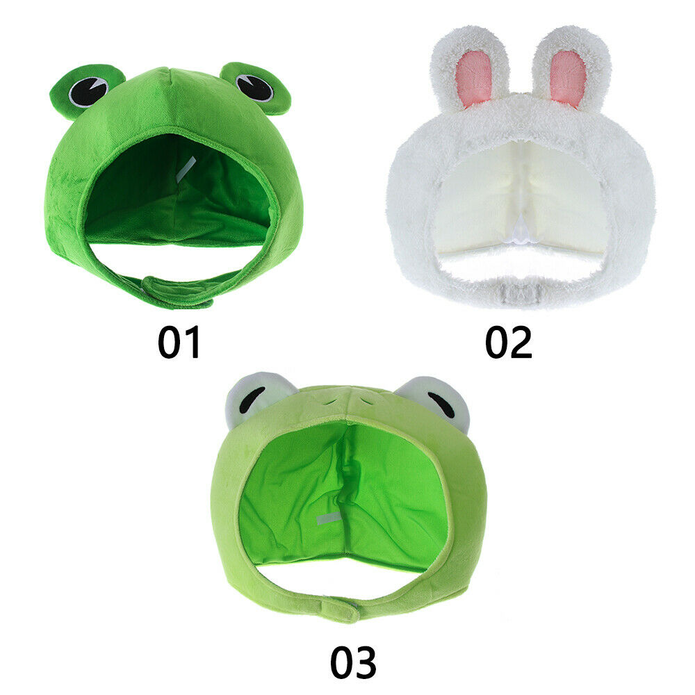 Green Headgear Female Beanie Caps Plush Hat Bunny Ears Big Frog Eyes Hat Rabbit