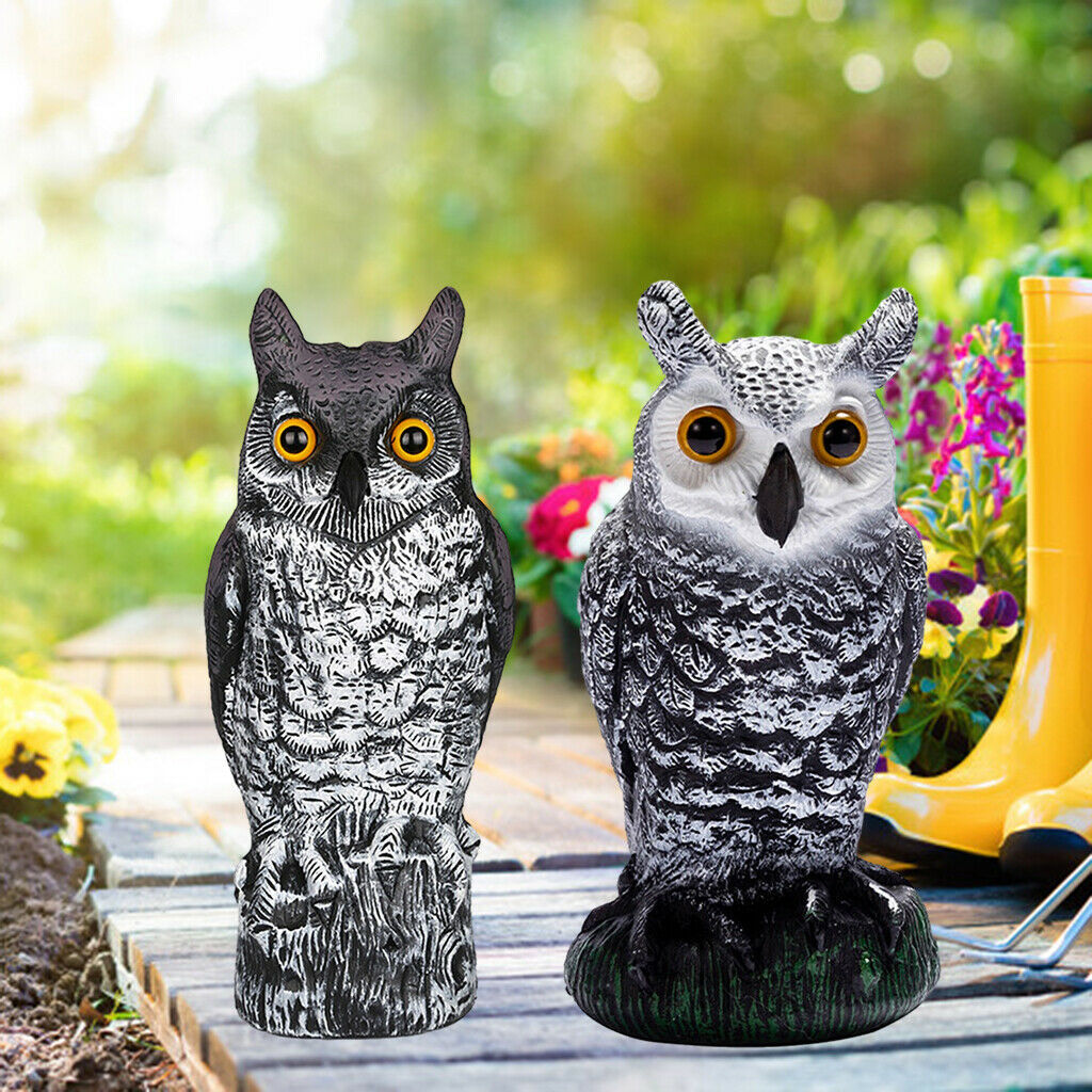 2Pcs Horned Owl Scarecrow Decoy Squirrels Bird Deterrents Garden Protector