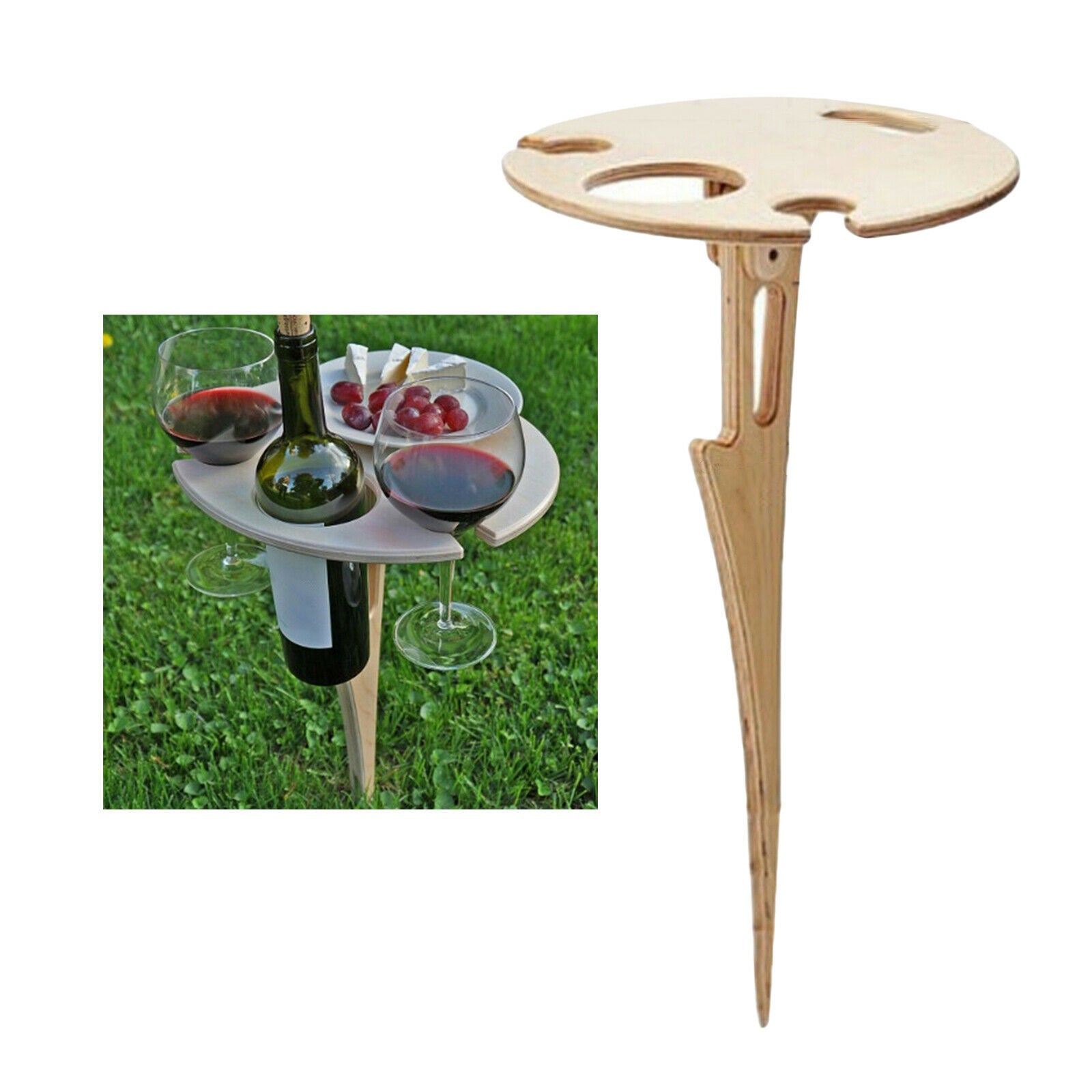 Folding Outdoor Wine Table BBQ Wine Cups Holder 30x20cm Snack Serving Tray