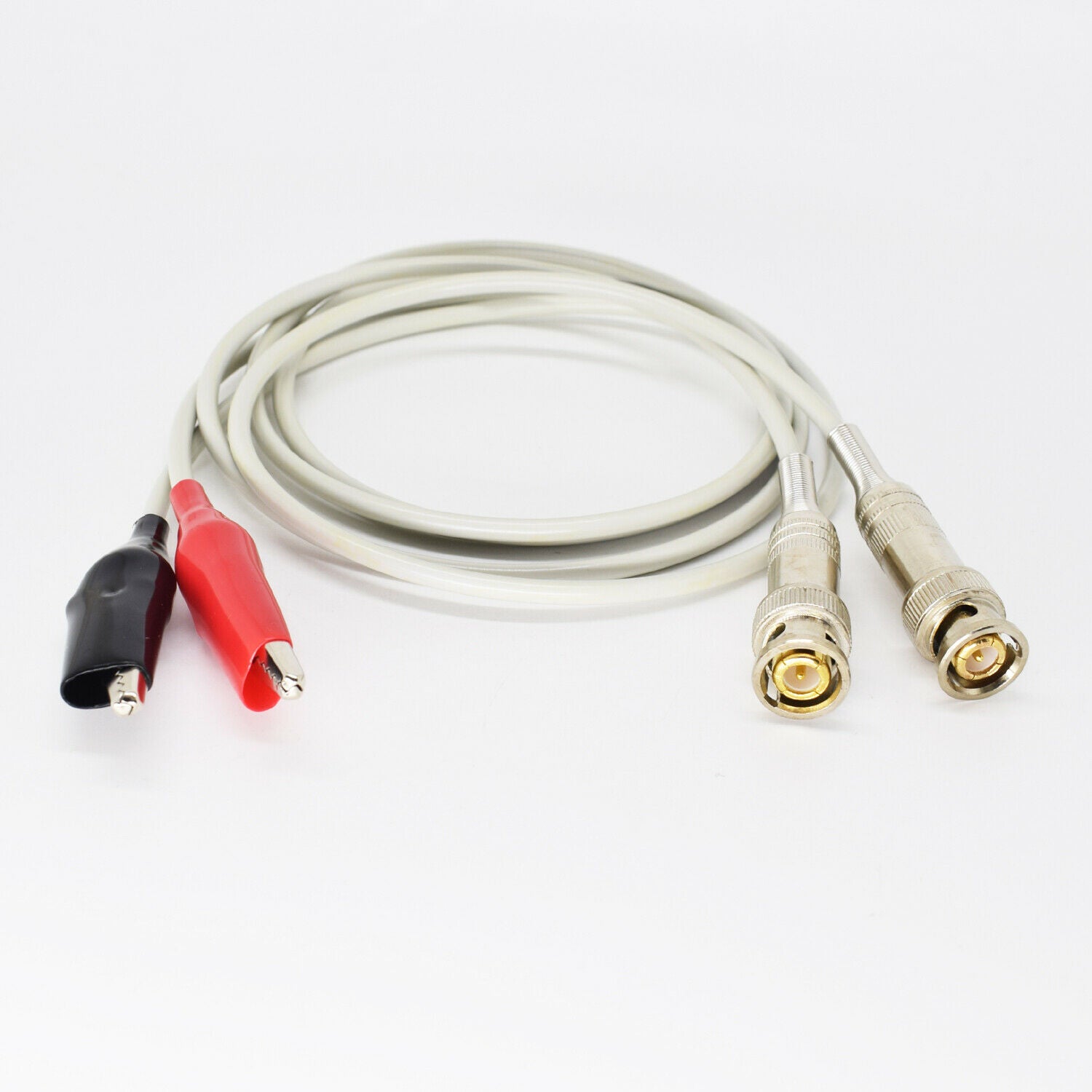 1pair BNC Male To 45mm Alligator Clip for LCR Meter Probe Test Cable Lead Grey