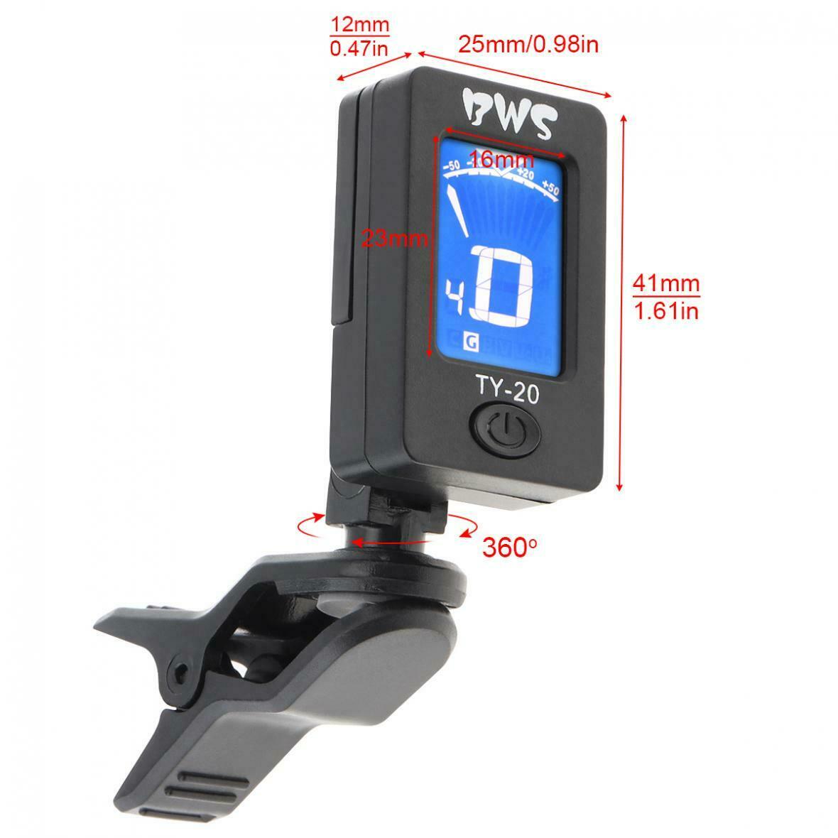 Clip on Guitar Tuner Backlighting for Chromatic Guitar Bass Ukulele Violin
