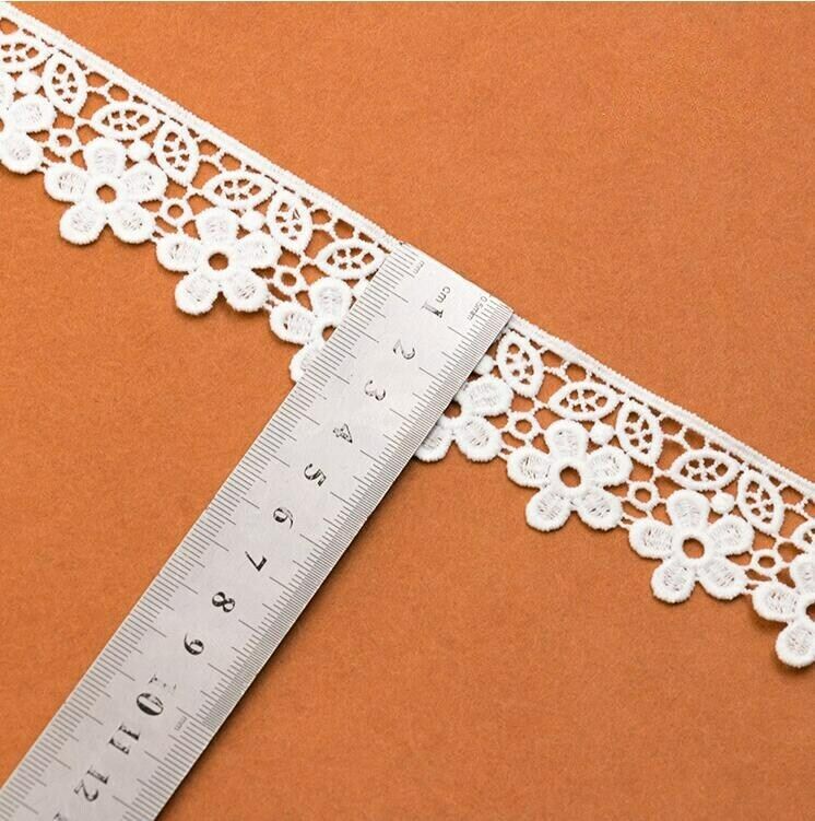 3 Yards Flower Embroidery Lace Trims Decoration Wedding dress Sewing Accesories