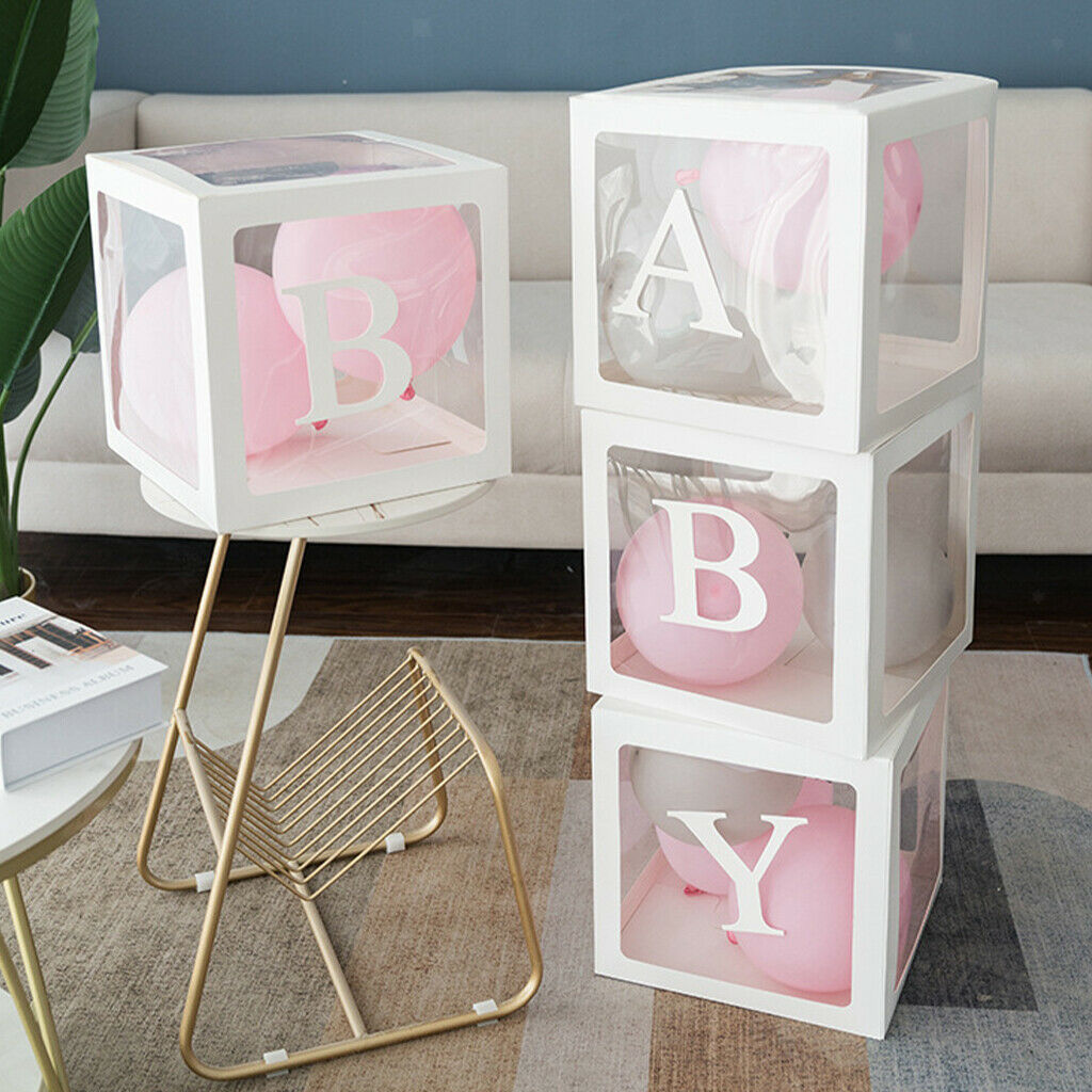 Latex Box Decor Transparent for First Birthday Party Gender Reveal White