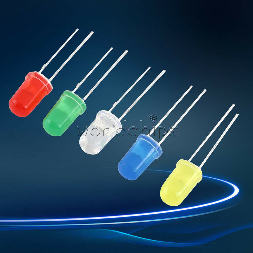 300PCS White Yellow Red Blue Green 3mm Round LED Light Assortment Diodes Kit