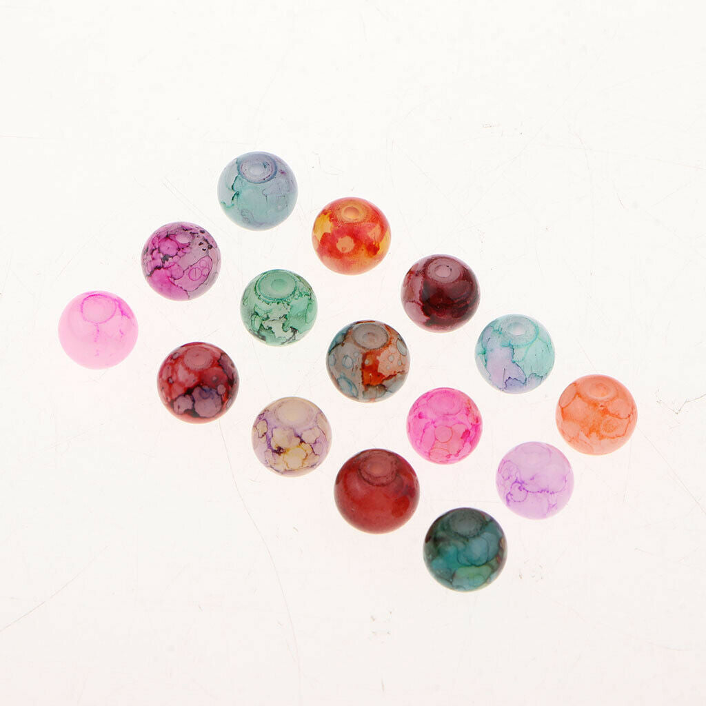 300Pcs 8mm Assorted Colors Crystal DIY Charms Baking Painted Beads DIY Bracelet