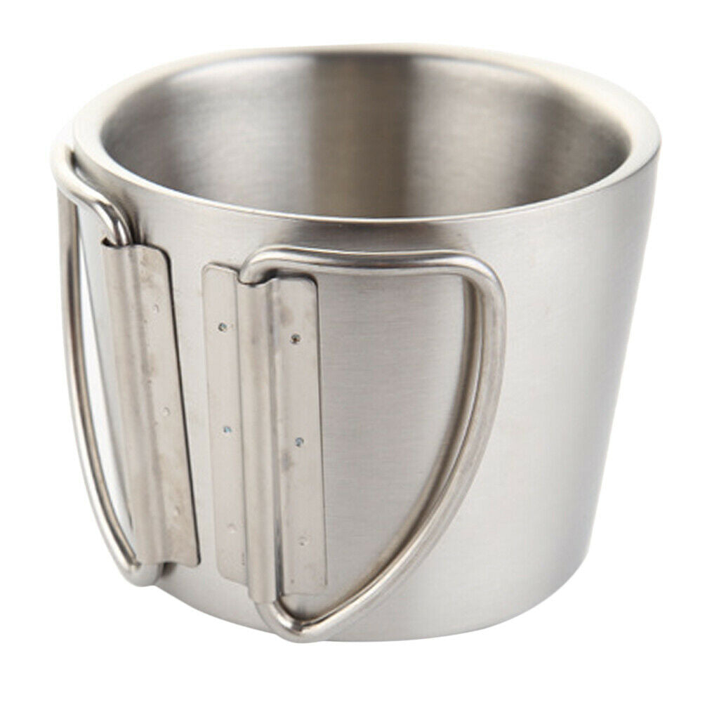 2Pcs Stainless Steel Mugs Metal Coffee Tea Cup Mug Cups Handles