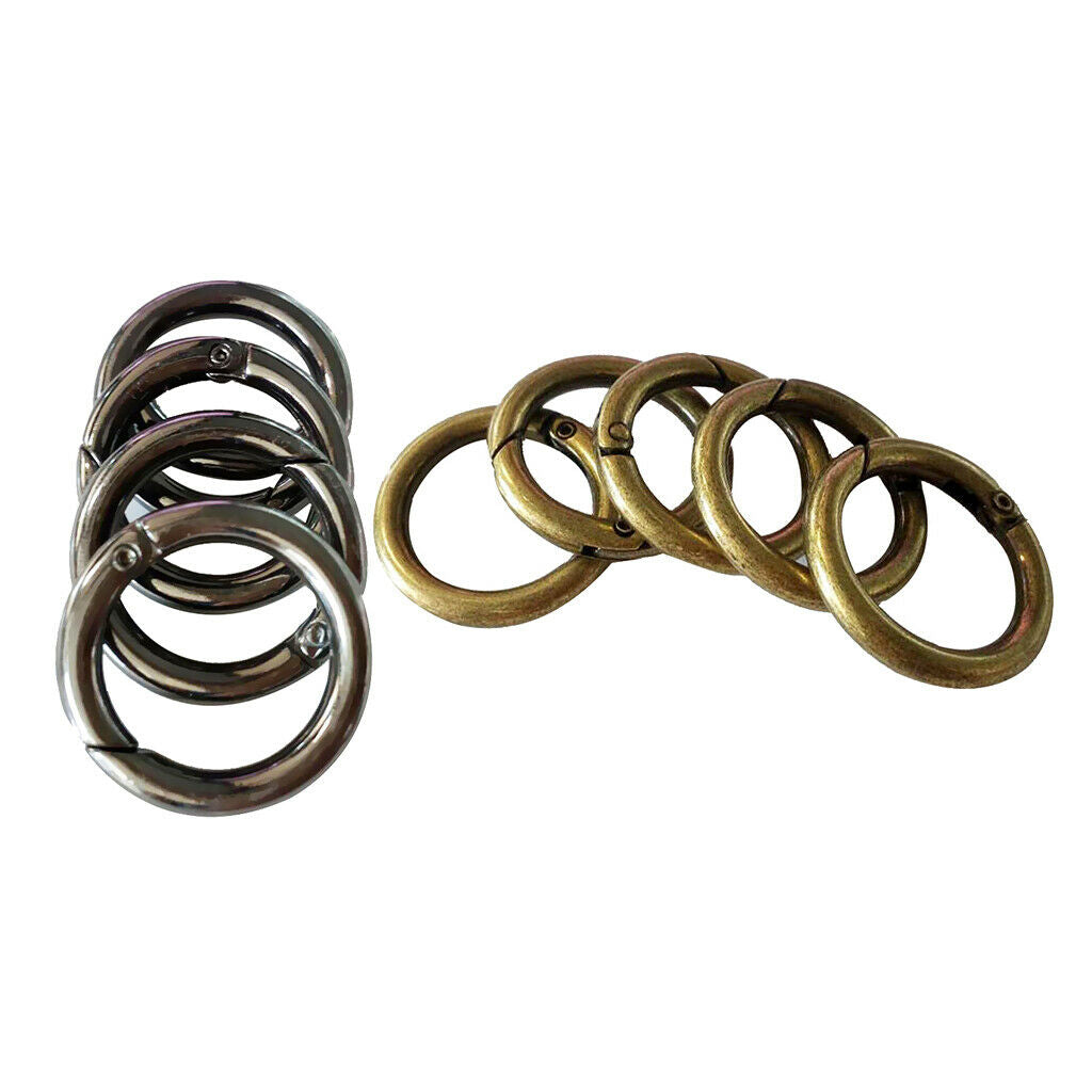 10Pcs Alloy Round Push Gate Snap Open Hooks Spring  Carabiner Camping