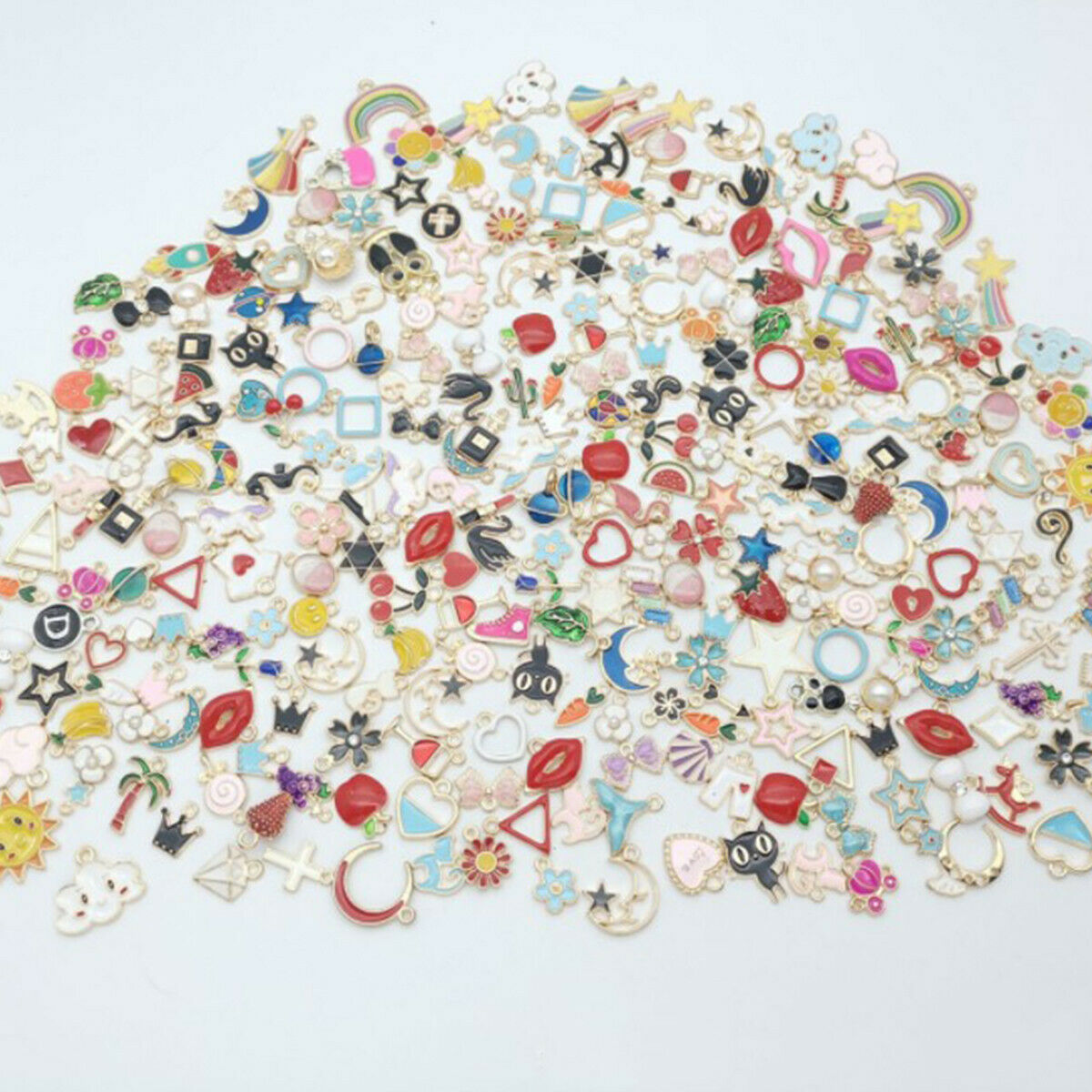 Wholesale 20Pcs Enamel Mixed Random Color Alloy Pendant Charms Jewelry DIY Craft