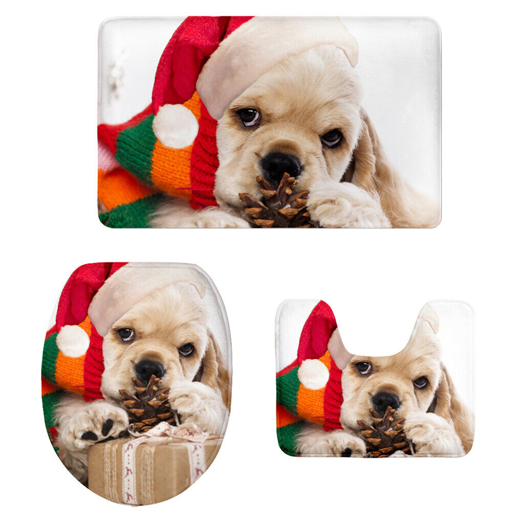 3pcs Toilet Seat Cover + Bath Mat + Pedestal Rug   Home / Party Decor A