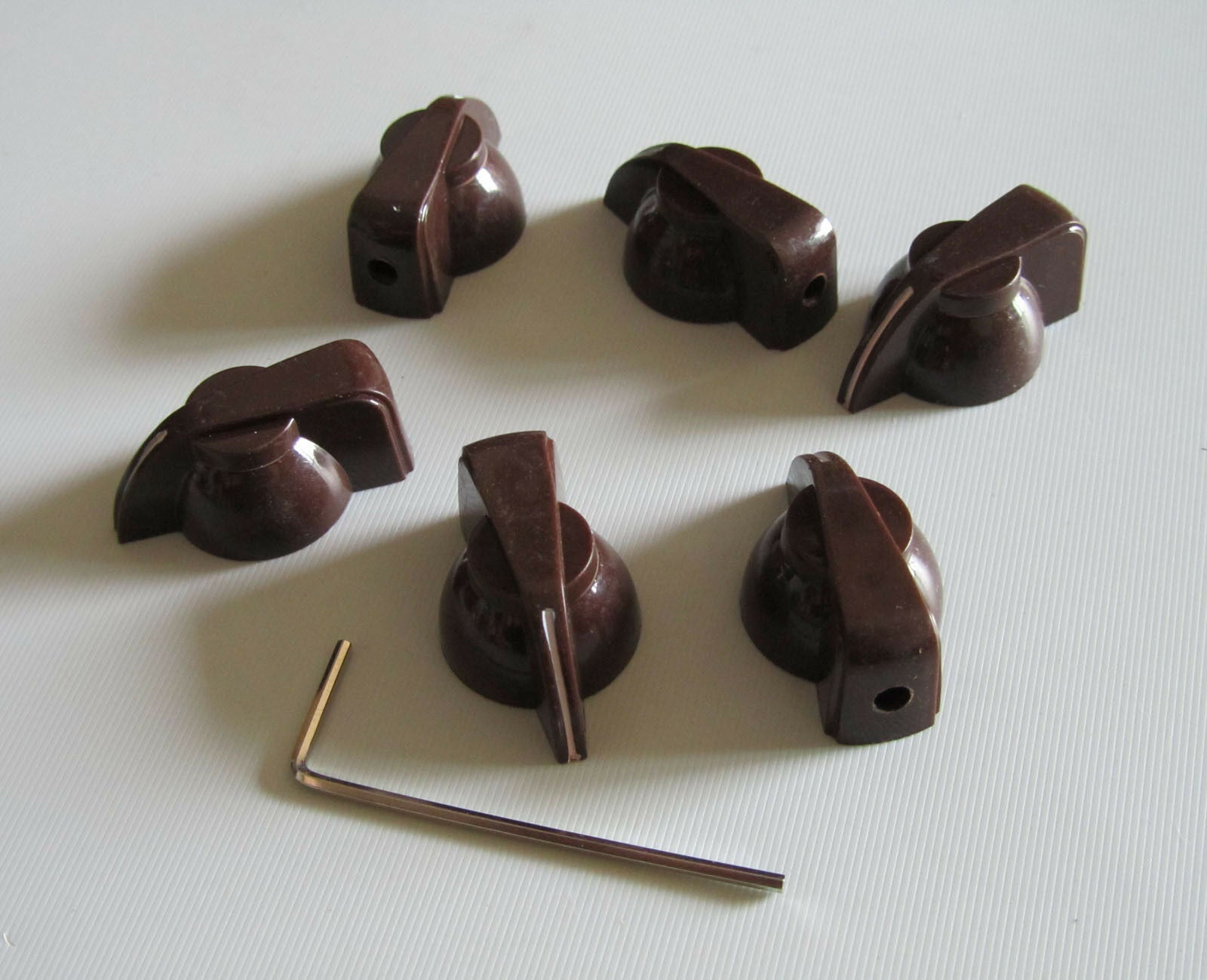 6x Brown Chicken Head Knob 1/4" Guitar Amp Effect Pedal Knobs w/ Set Screw