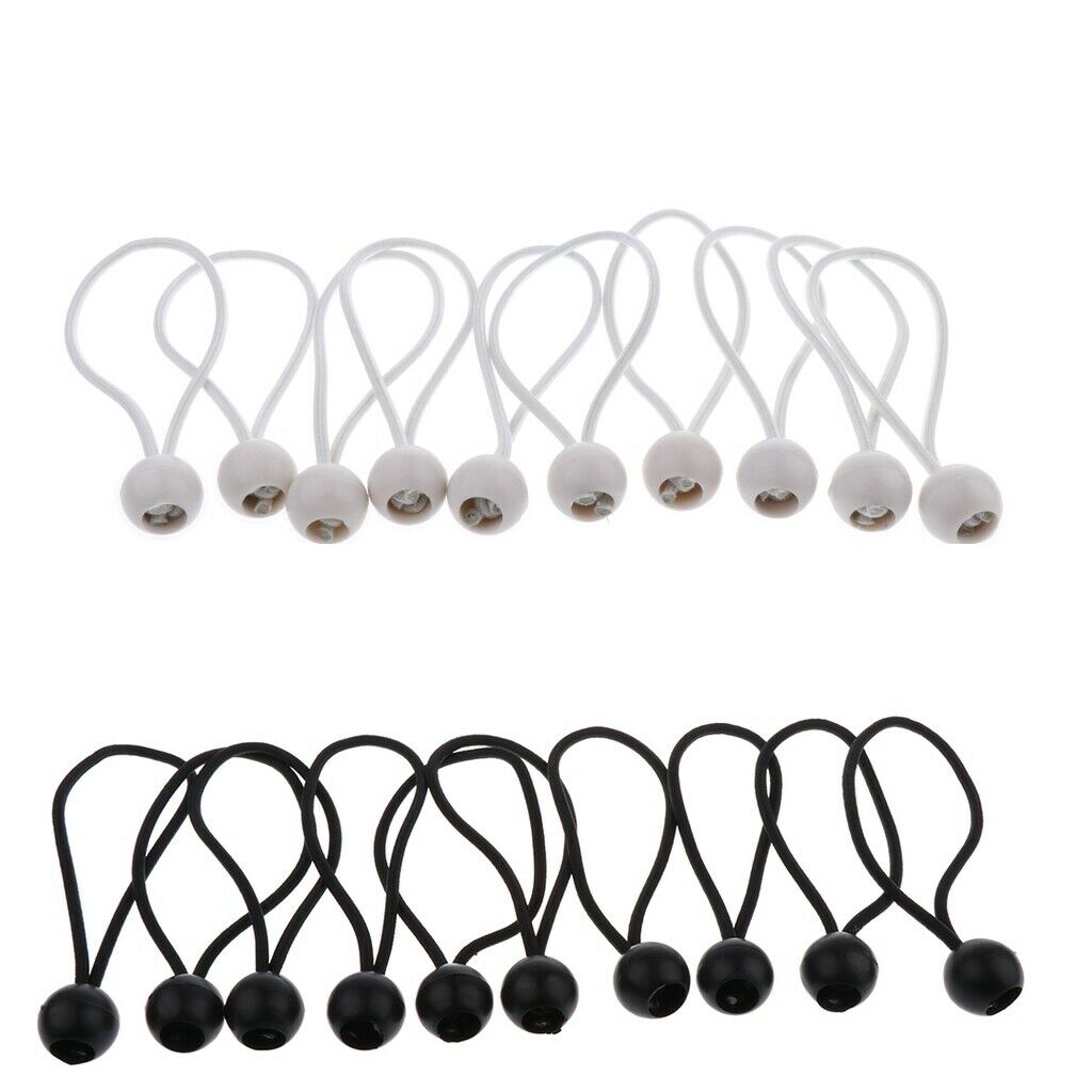 15X 10 Pieces 16cm Heavy Duty Ball Bungee Cord Tie down Cord Canopy Straps White