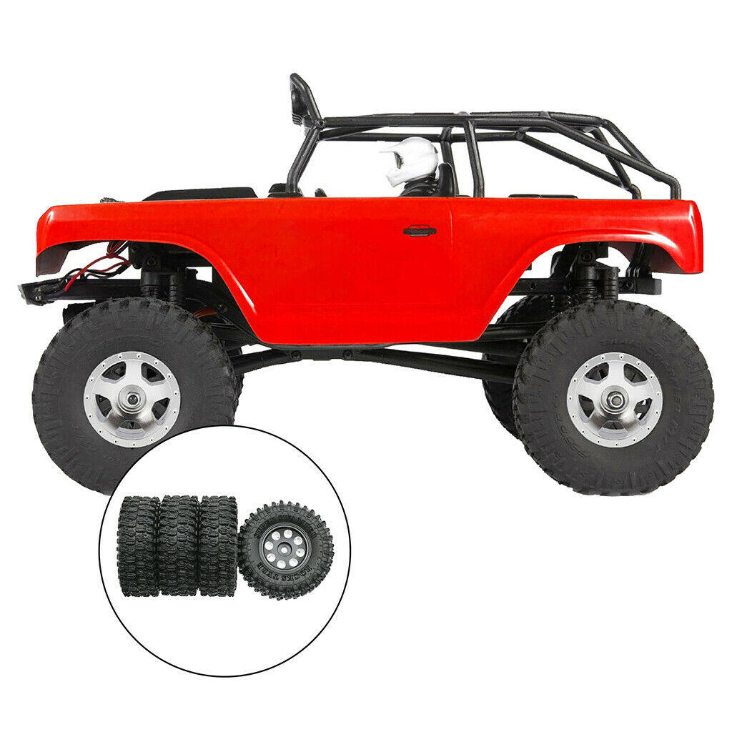 4pcs Tires & Wheel Rims for SCX24 AXI90081 Buggy Trucks DIY Accessory Black