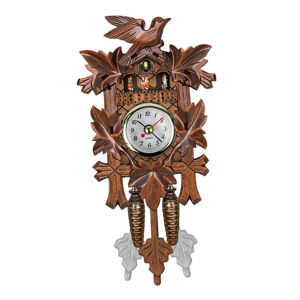 European Style Bird Cuckoo Clock Wooden Bell Swing Clock Home Art Ornament