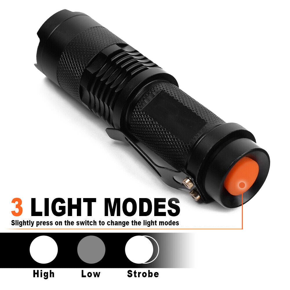 Bright 8000LM Q5 LED Flashlight Mini Zoomable Torch Potable Light For Hiking