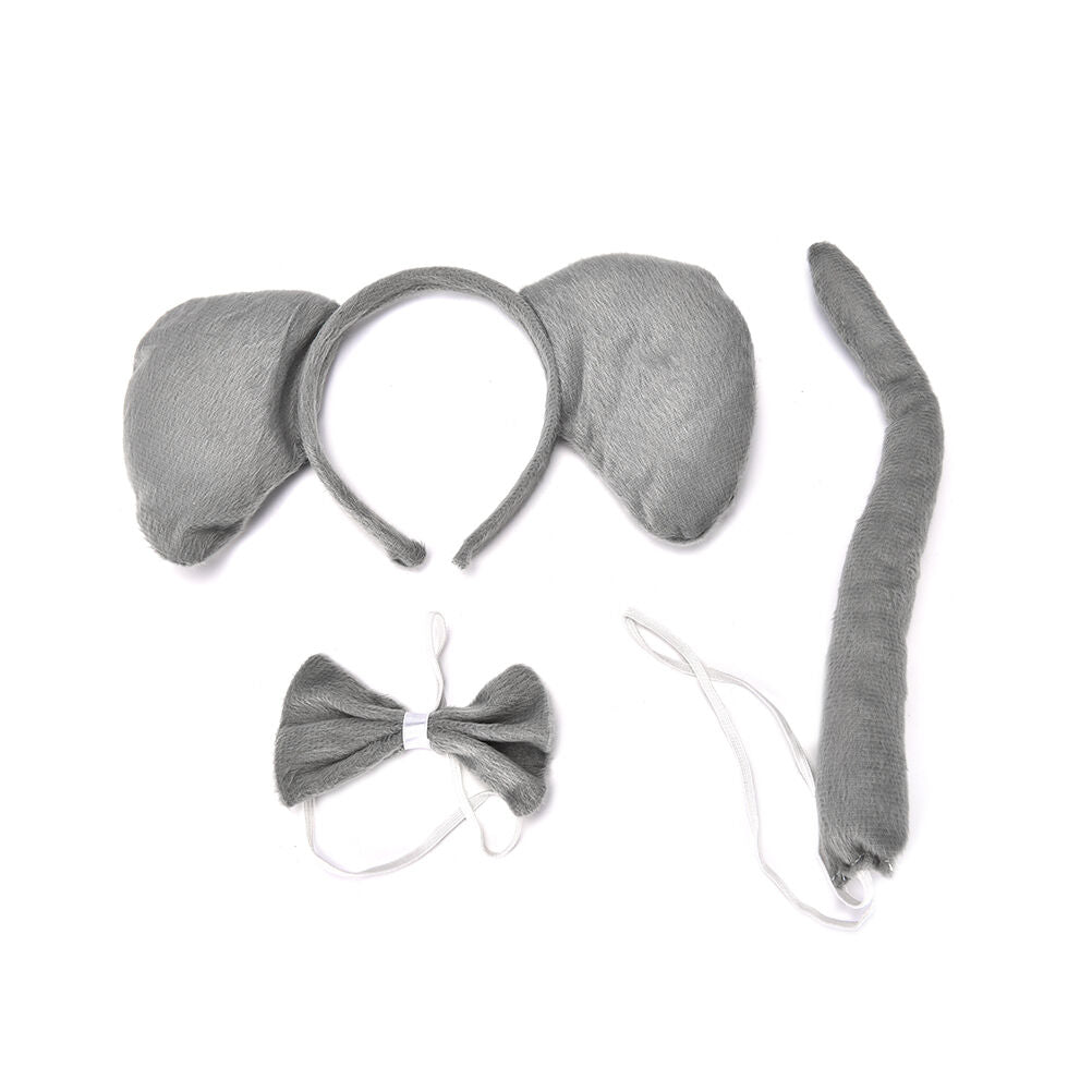 Elephant Animal Set Zoo Farm Jungle Safari Headband Ears Bow Tail Fancy DresDDAU