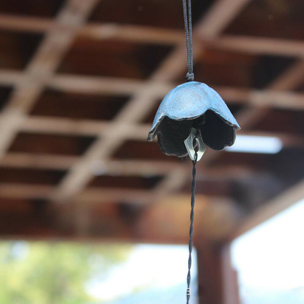 Japanese Iron Wind Chime Outdoor Garden Hanging Ornaments Platycodon-Green