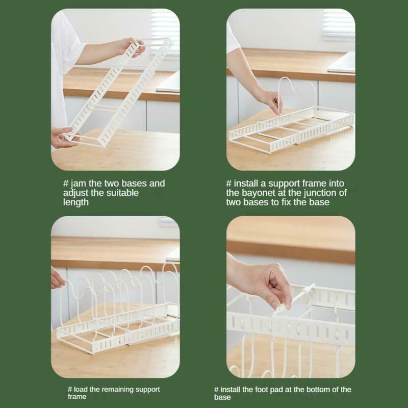 Expandable Pot Lid Rack Adjustable Kitchen Cabinet Organizer for Cutting Boards