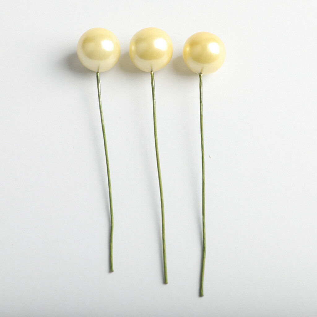 100 Pieces Mini Berries Artificial Foam Flower Fruit Stamens Decor Milk Yellow