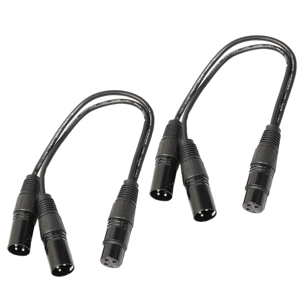 2X XLR 3Pin Female to 2 XLR Male Y Splitter Cable Adapter Converter Cord 1ft