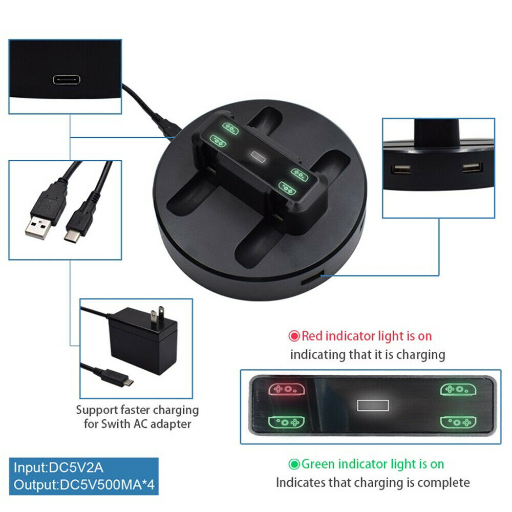 For Nintendo Switch Fast charging 4 Joy-con Controller Charger Charging Station