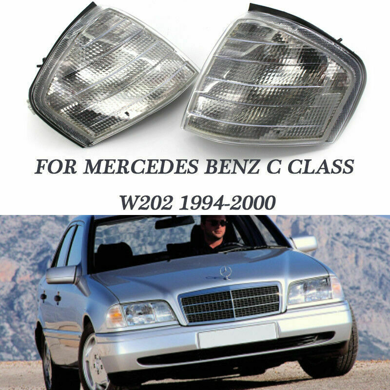 Pair Clear Corner Turn Signal Light for Mercedes Benz C Class W202 1994-2000