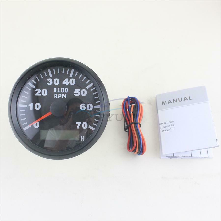 9V-32V Waterproof Anti-fog Red Backlight Row Insert Tachometer For Engines Ships