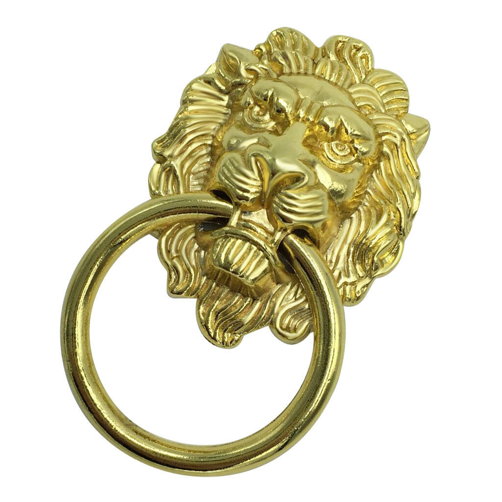 Lion Head Shape Pull Handle Door Cabinet Drawer Knob Furniture Decor _Gold_L