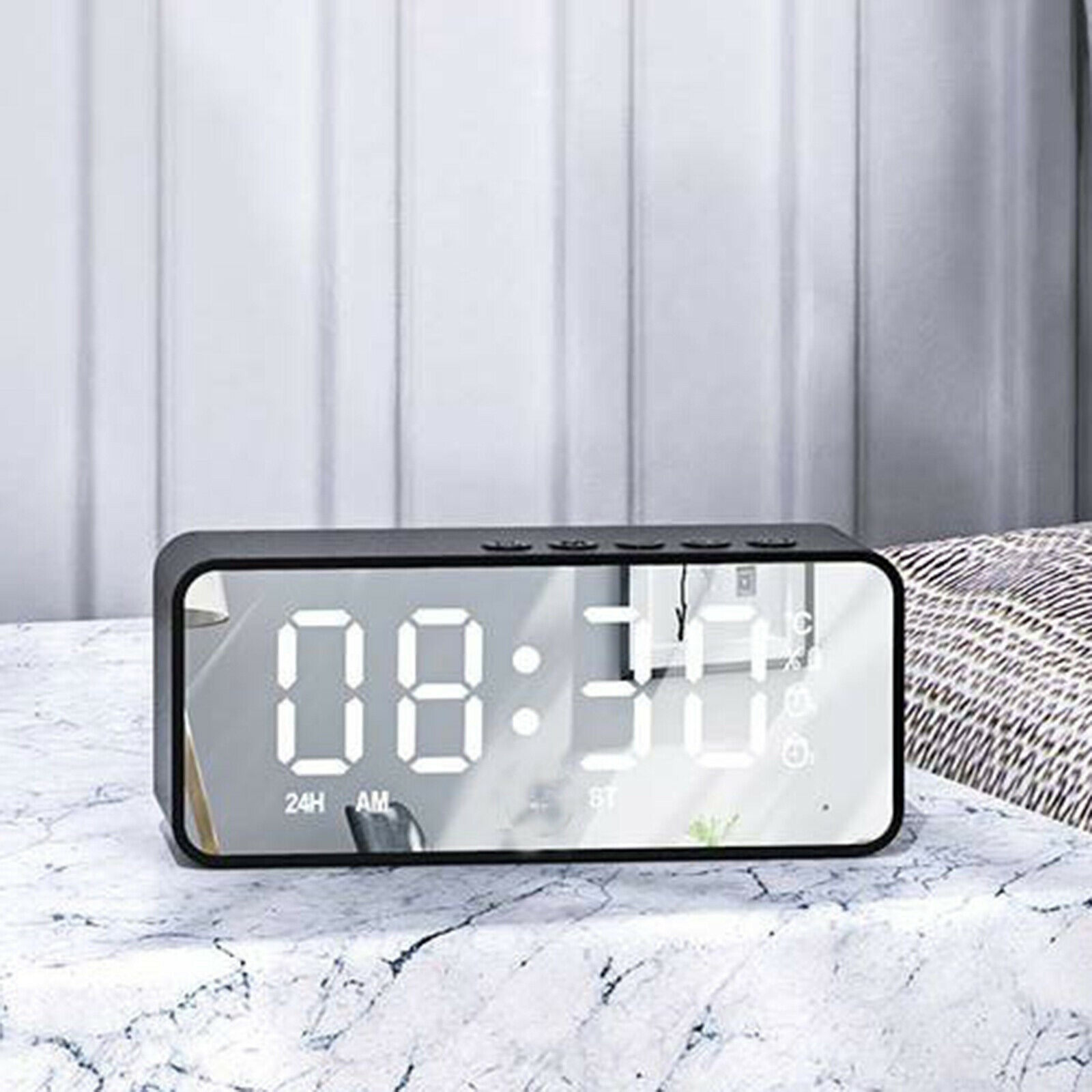 Bluetooth Speaker Mini Dual Alarm Temperature Clock Large Mirror Screen