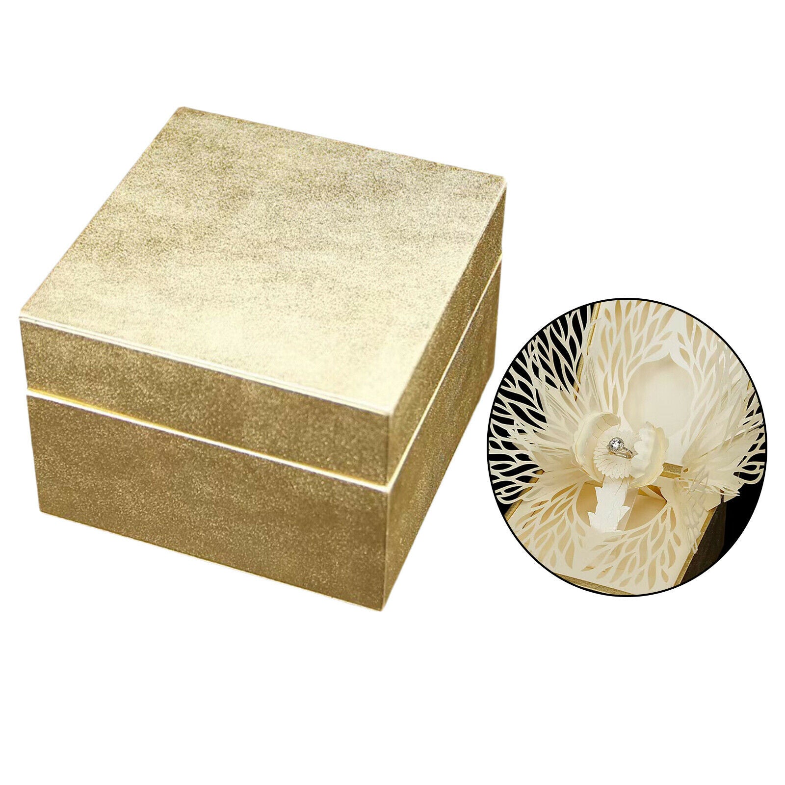 Luxury Ring Box -up Petal Paper Carving Jewelry Box for Birthday Ceremony