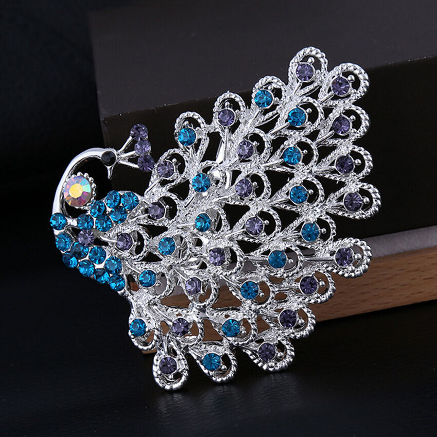 Bohemia style peacock brooches for women animal design rhinestone crystal pins