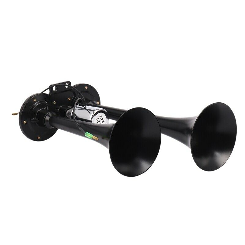 12V/24V 178DB Universal Super Loud Black Dual Trumpet Air Horn for Cars TrucksZ2