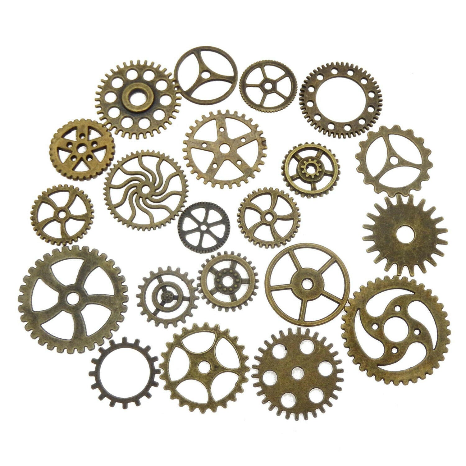 Antiqued Bronze Alloy Mixed Clock Steampunk Gear Pendant Charms 15mm 30mm 40pcs