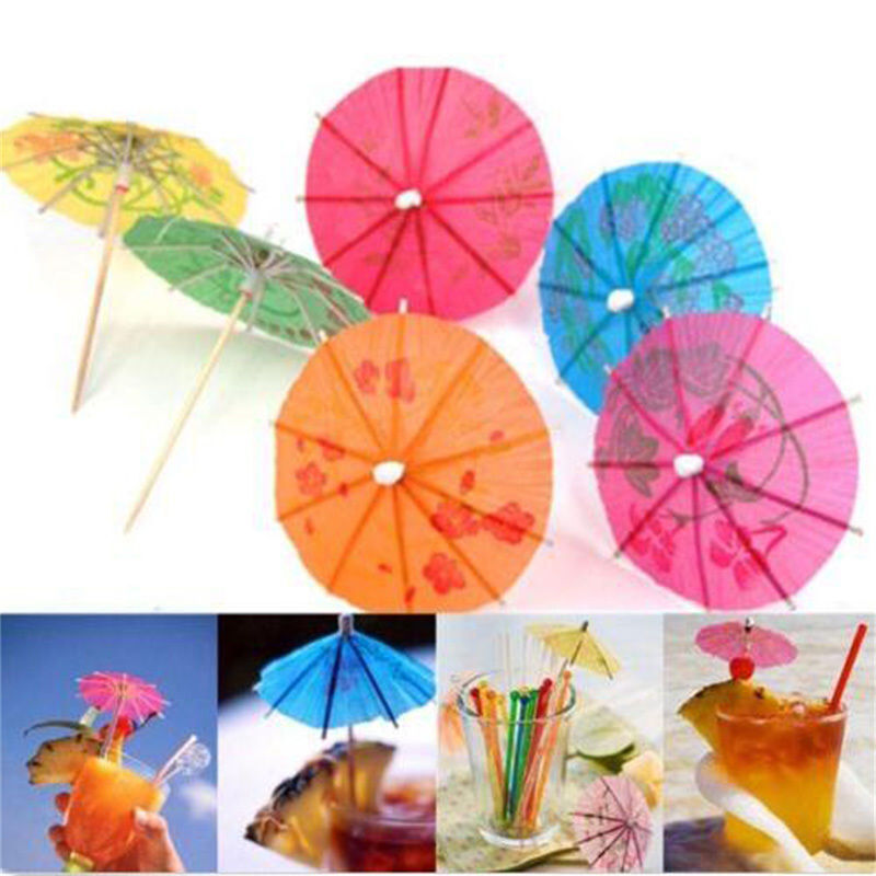 50X Paper Cocktail Parasols Umbrellas Party Wedding Supplies Luau Drink St.l8
