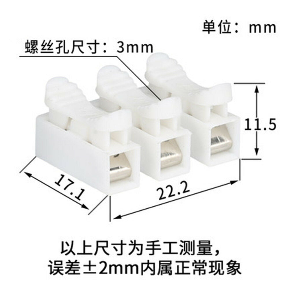 50Pcs LED Push Type Fast Block Terminal Wire Connector CH-3