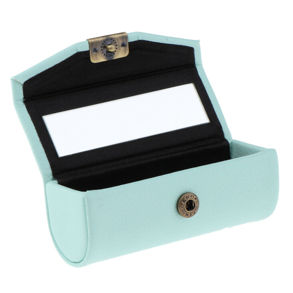 10Pcs 10 Colors Leather Lipstick Case Holder Storage Box mirror Purse Pocket