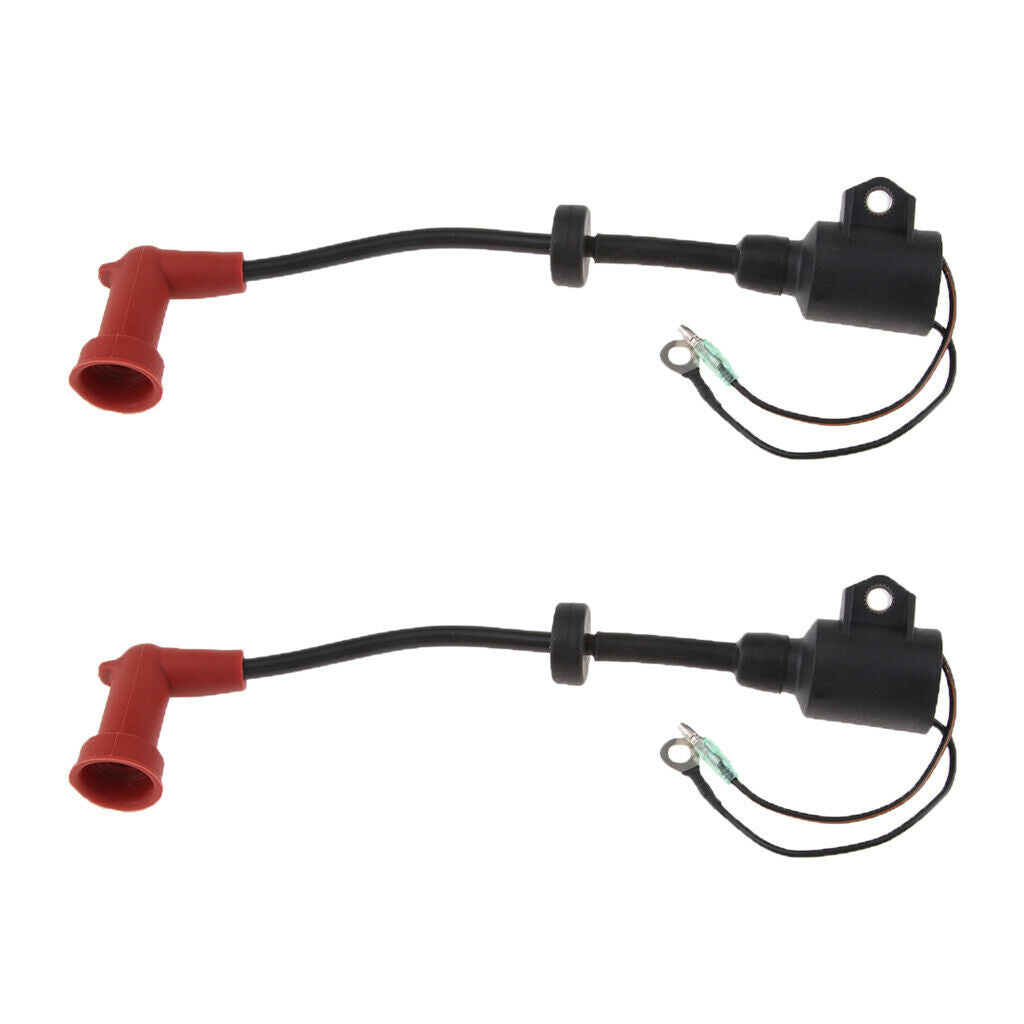 2x Outboard Ignition Coil Fit Yamaha 9.9HP, 15HP (2 Stroke) Engines 1996 - 2006
