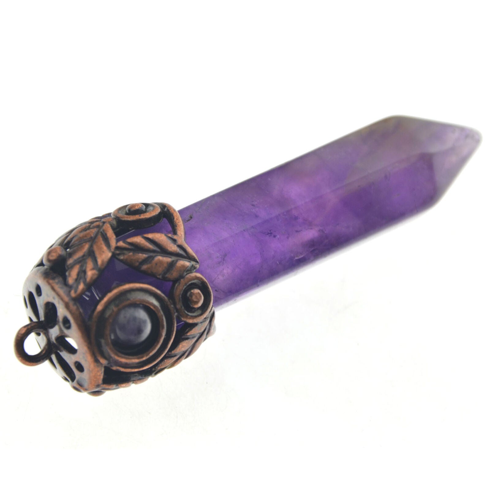 1pc Amethyst Stone Pendant Hexagon point Energy Reiki Healing Amulet
