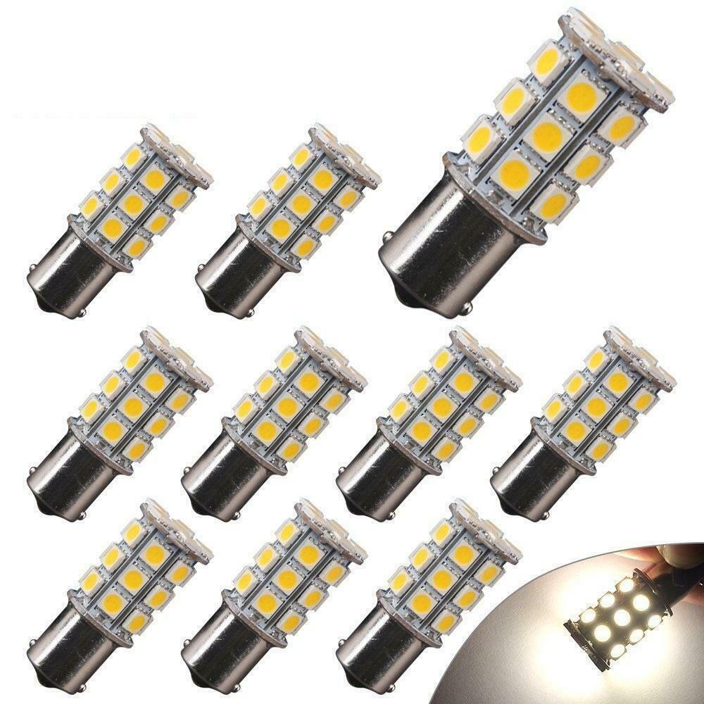 10pcs Warm White 1156 BA15s 27smd 5050 Led Car Emergency Lamp Rv Camping Light