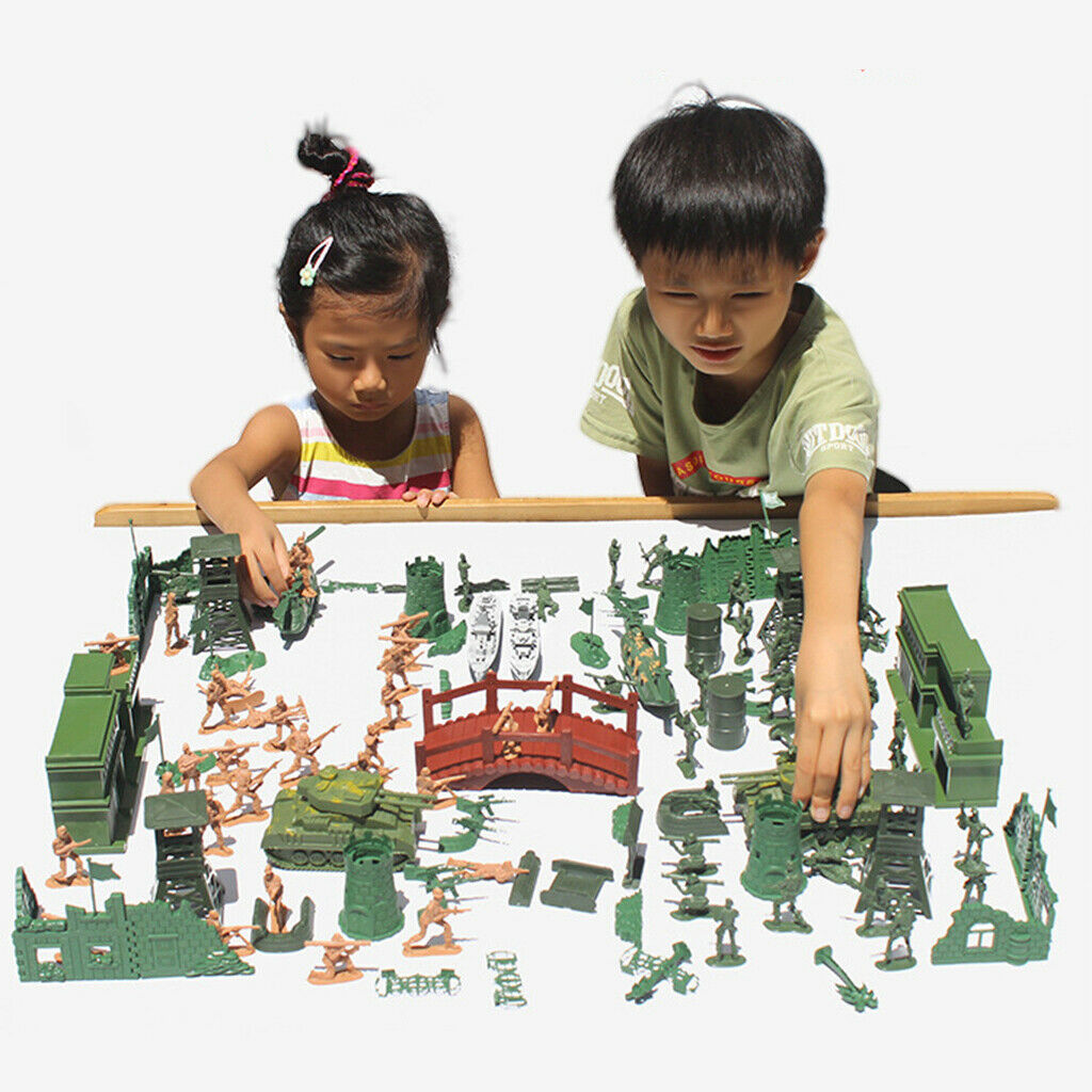 130 Pieces Army Action Figures and Accessories (5cm Army Soldiers in 2 Colors)