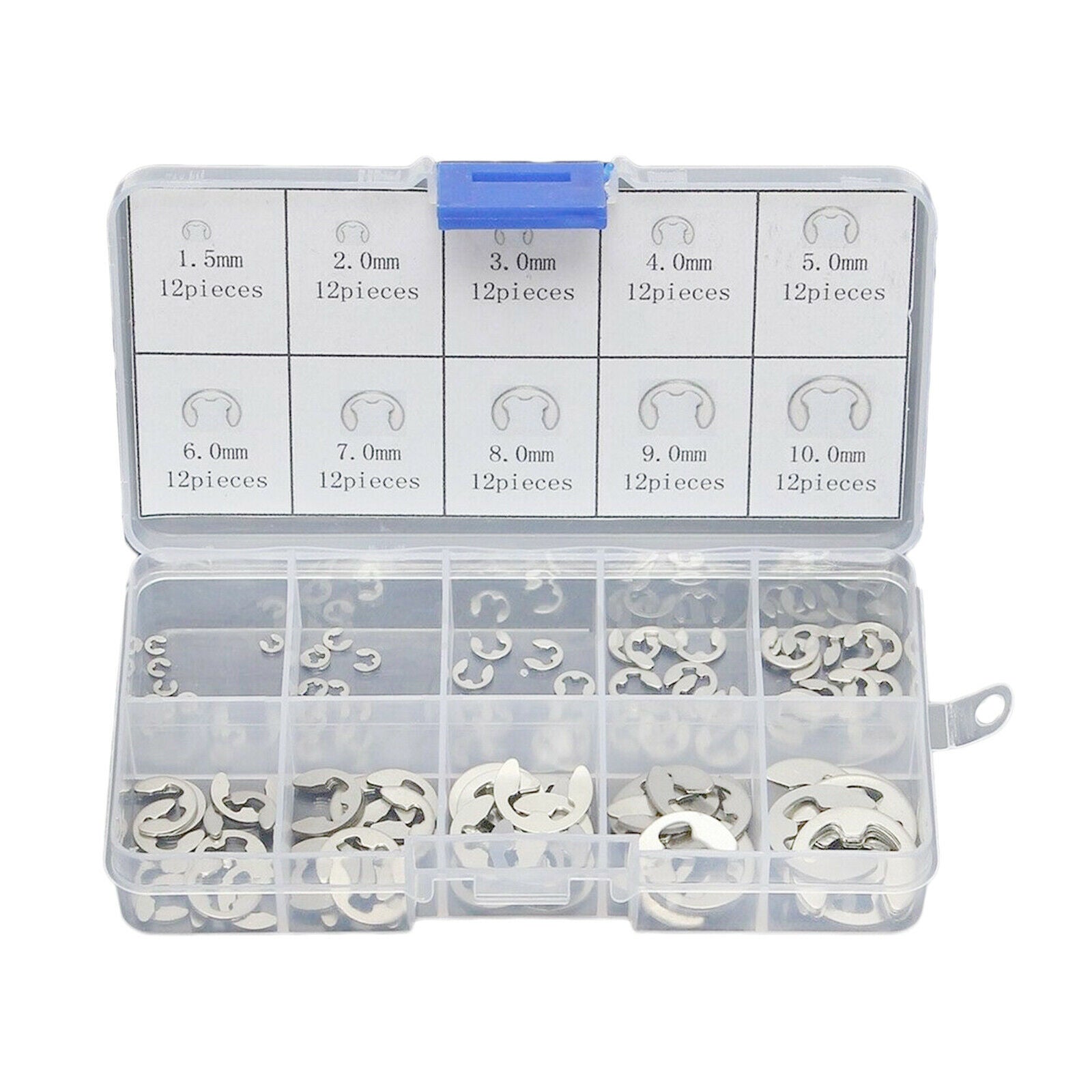 120Pcs Stainless Steel E-Clip Retaining Circlip Assortment Kit 1.5mm-10mm