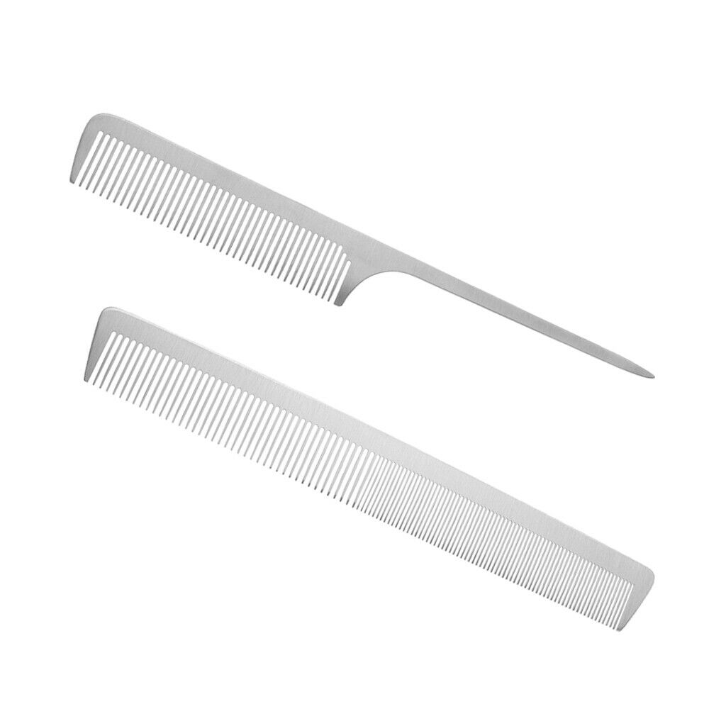2 Pcs Stainless Steel Hair Comb Per Hair Salon Barber Steel Comb Hair