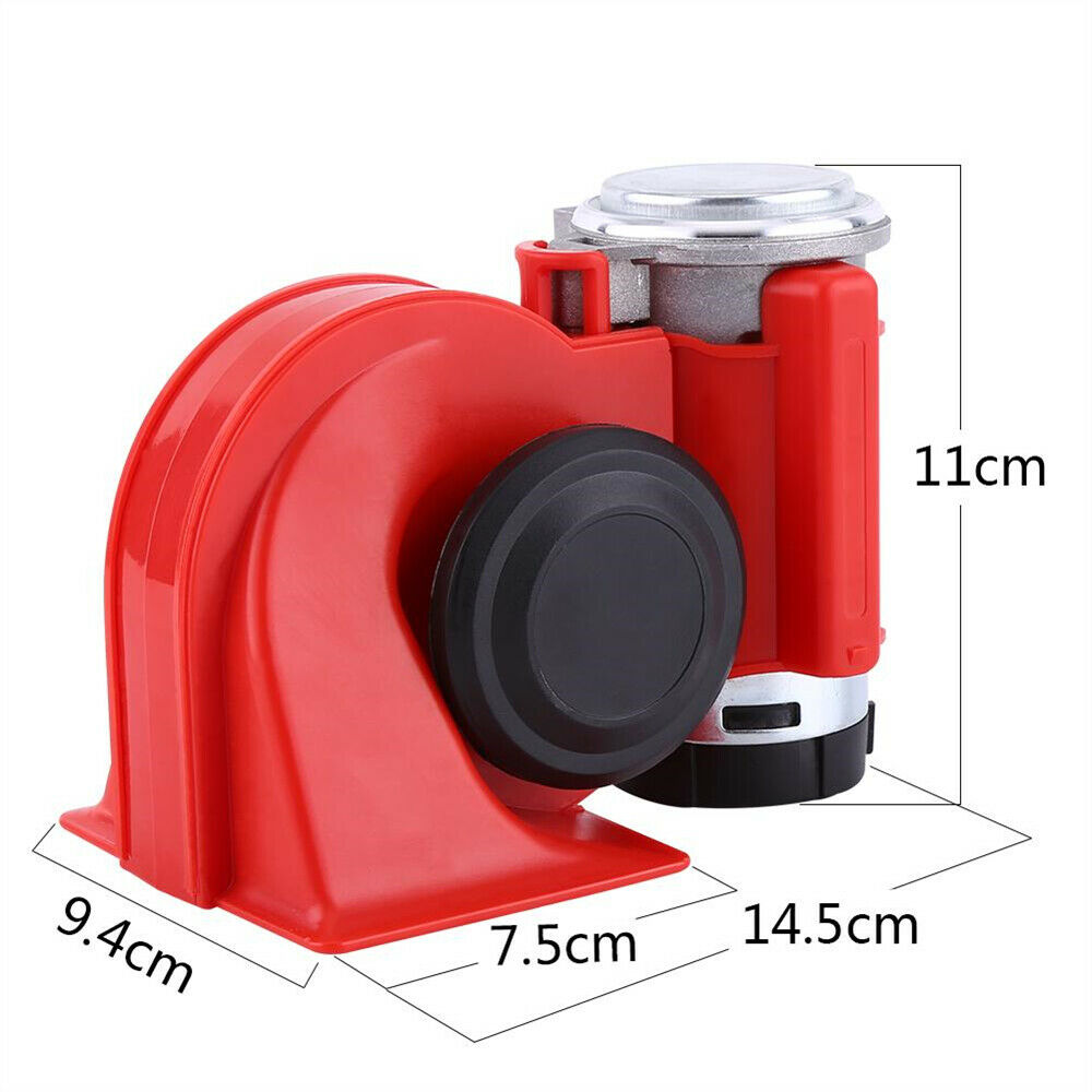 12V 130dB Car Air Horn Red Compact Dual Tone Electric Pump Loud Siren Vehicle