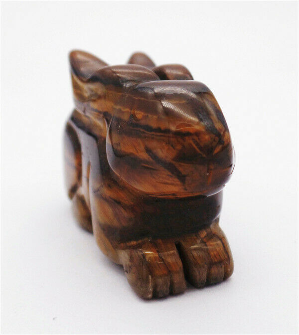 75x50x34mm Natural Tiger Eye Gem Carved Rabbit Decoration Statue Decor HH7645