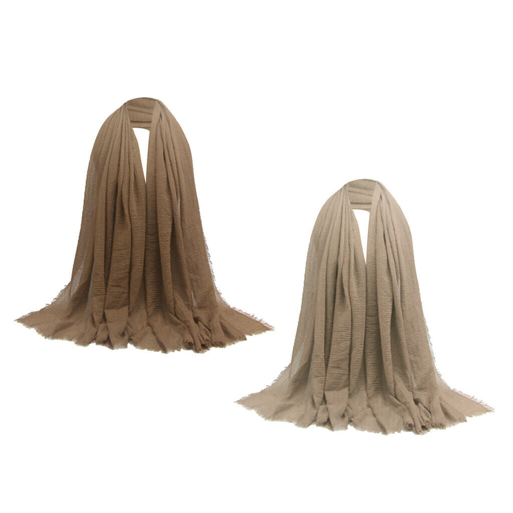 2pcs Womens Cotton Long Scarf Crinkle Hijab Hijab Head Scarf Neck Wrap