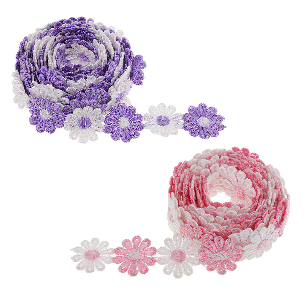 25mm Mixed Daisy DIY Appligue,Trimmings,Wedding Satin Lace Ribbon 6 Yard
