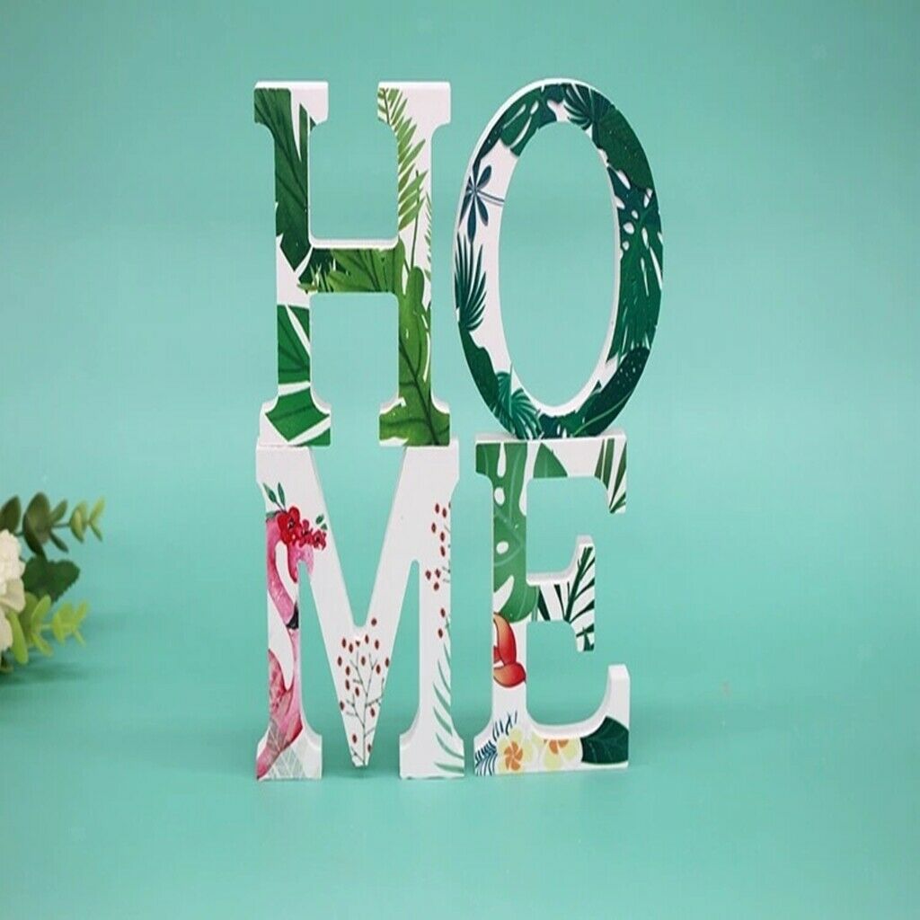 Wooden Creative DIY Tropical Plant Decorative Crafts Letters Random Capitals